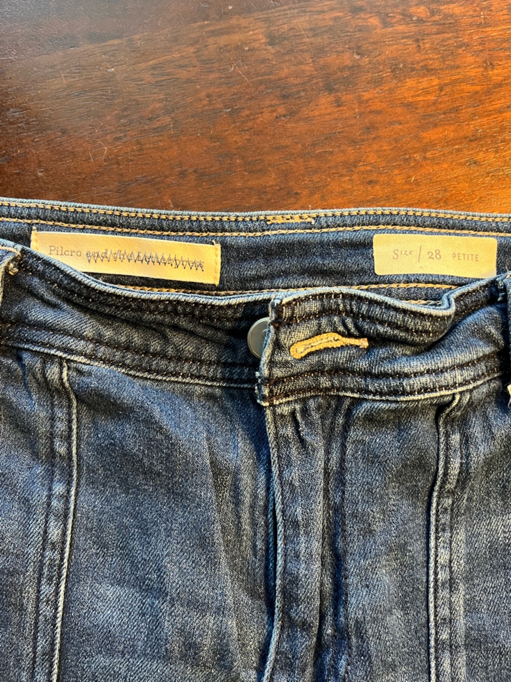 Pilcro Wide-Leg Flare Jeans in Mid Blue Denim - Picture 3 of 3